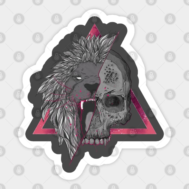 Lion and Skull Sticker by Jess Adams